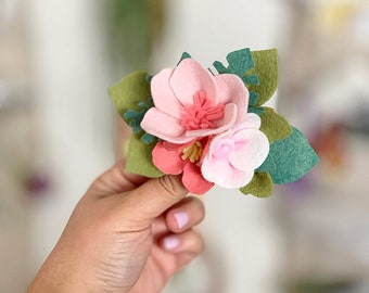 Tropical Felt Flower Clip || Flower Clip || Hair Clip || Hawaiian Hair Clip || Hawaiian Flower || Tropical Party || CHOOSE YOUR COLORS