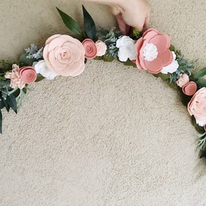 Large Felt Flower Swag Garland Felt Flower Garland Felt Flowers Floral Swag Nursery Decor Rifle Paper Co Inspired image 3