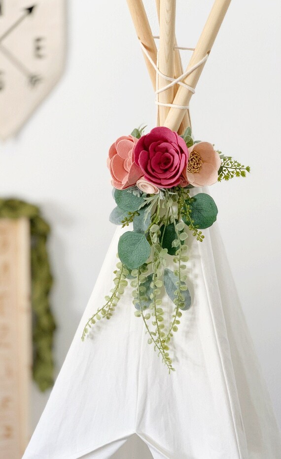 Flower Teepee Teepee Topper Teepee Decor Floral Teepee Girl Teepee Teepee Toppers Felt Flower Teepee Topper