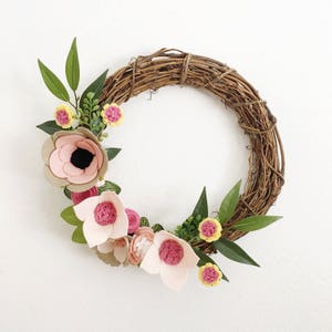 Rifle Paper Co Inspired Wreath Wreaths Flower Wreath Spring Wreath Felt Flower Wreath Wedding Wreath One of a kind image 3