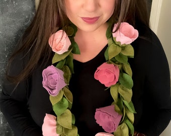 Felt Lei || Felt Flower Lei || Luau Lei || Luau Party Attire || Graduation Lei || Hawaiian Lei || Artificial Lei || Graduation Gift