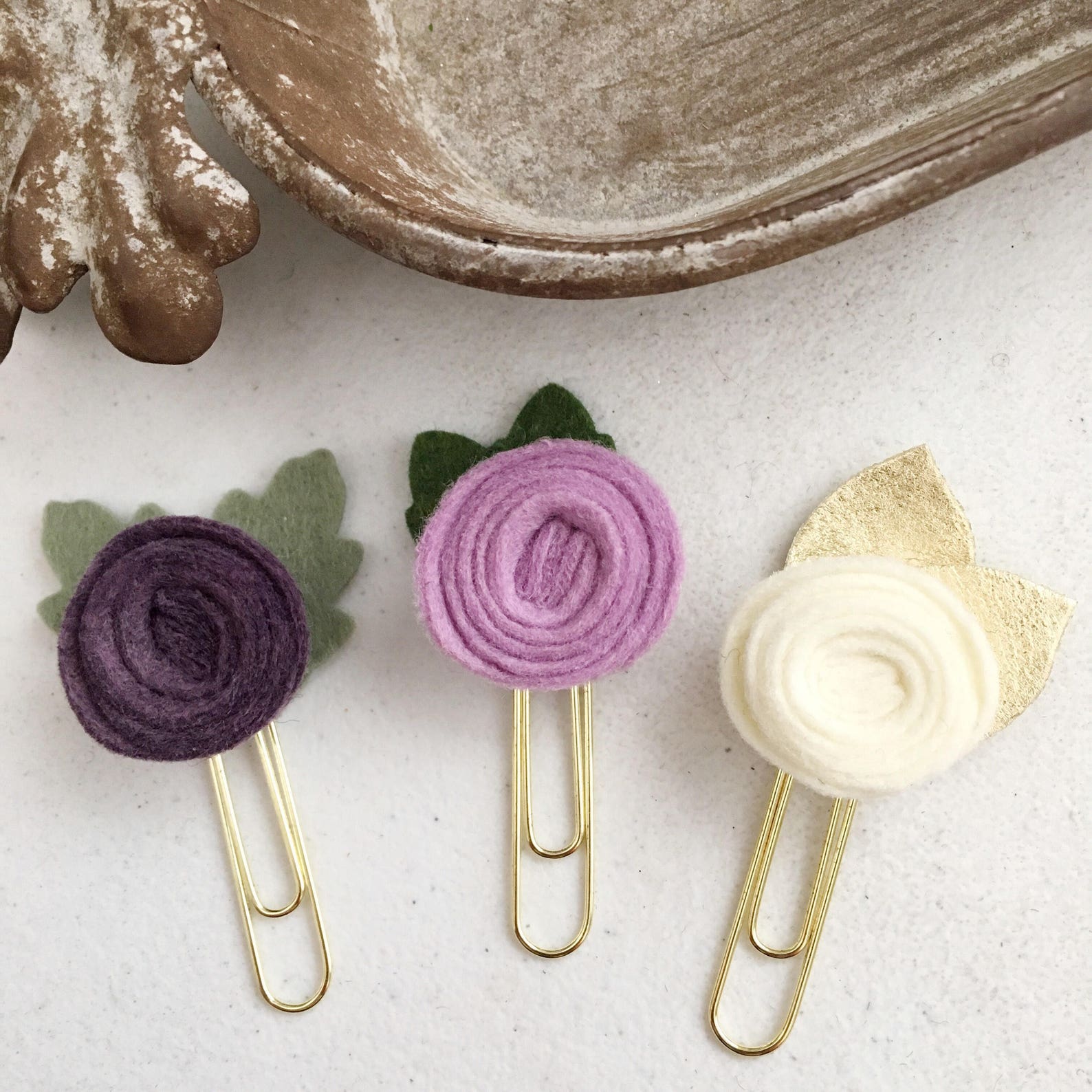 Set of 3 Rosettes Paper Clips Flower Paper Clips Planner Etsy