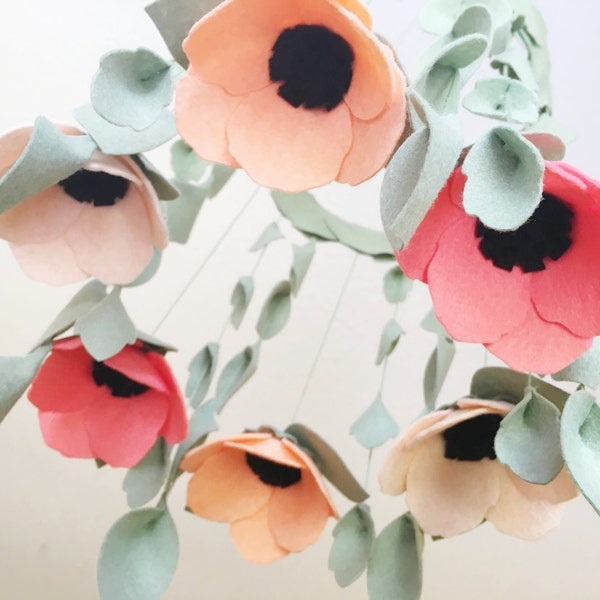 Custom Baby Mobile || Nursery Mobile || Mobile || Anemone Mobile || Floral Mobile || Flower Mobile || Felt Mobile || Nursery || Boho Mobile