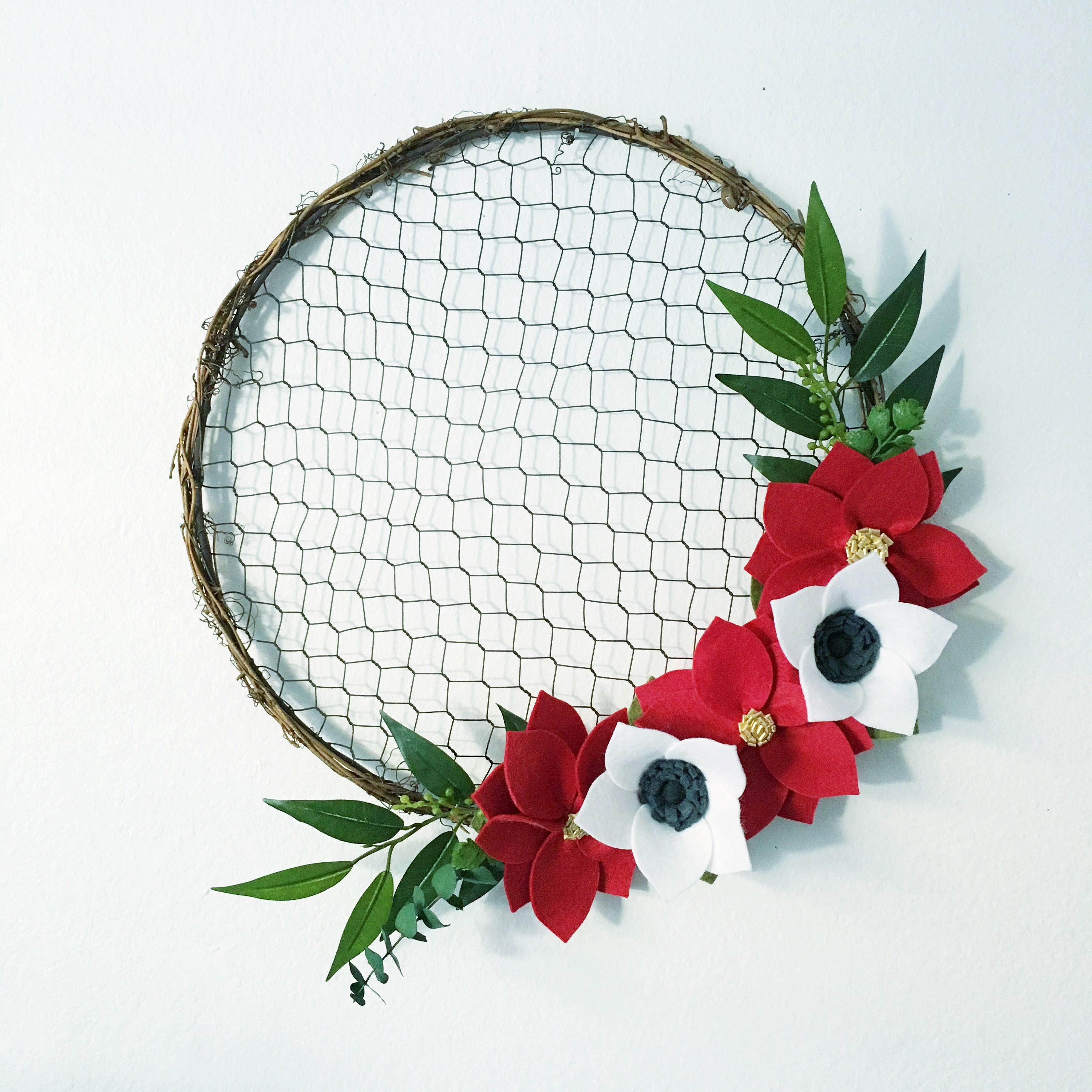 Couronne de Noel Couronne Fil Poulet Couronnes Fleurs Vacances Feutre Prêt à Expédier