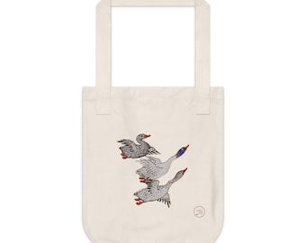 Persian Miniature Painting Three Ducks Flying Tote Bag (Natural Canvas)