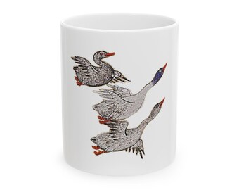 Persian Miniature Painting Three Ducks Flying Mug (11oz Ceramic)