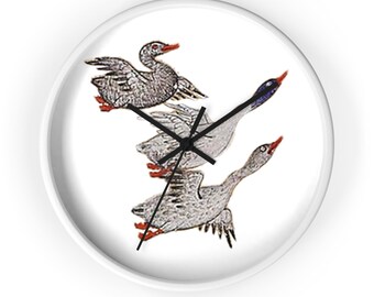 Persian Miniature Painting Three Ducks Flying Wall Clock (10 inch)