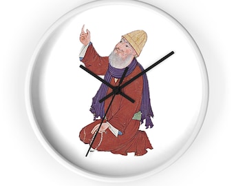 Persian Miniature Painting Desrwish With Rosery Wall Clock (10 inch)