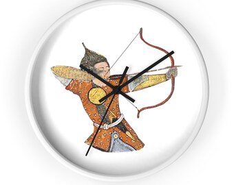 Persian Miniature Painting Soldier - Archer Half Body Wall Clock (10 inch)