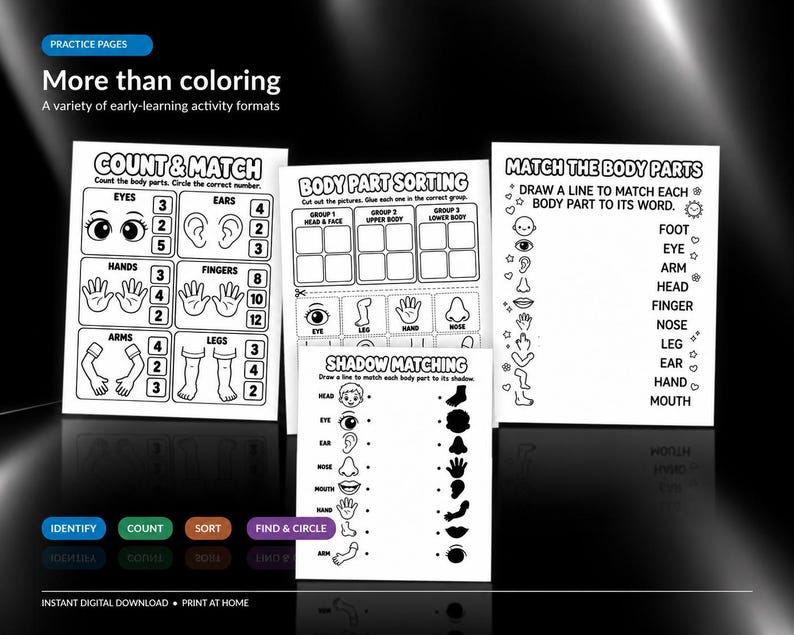 Human Body Worksheets for Preschool, Body Parts & Healthy Habits PDF - Etsy
