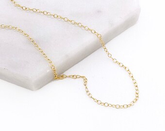 Dainty Gold or Silver Chain, 14K Gold Filled or Sterling Silver Cable Chain for Necklace, Custom Length Chain for Charms and Pendants