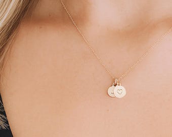 Custom Initial Disc Necklace, Personalized Family Initial Necklace, Gold Filled or Silver Letter Necklace, Minimalist Jewelry Gift for Her