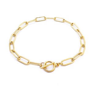 Link Chain Toggle Bracelet, Paper Clip Link Chain Bracelet Gold Filled Minimalist Bracelet Gift for Mom image 2