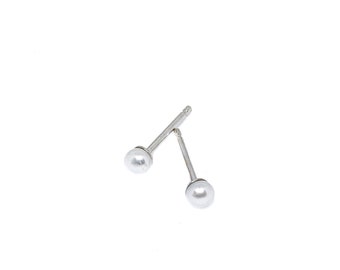 Genuine Freshwater Pearl Stud Earrings, 3mm White Pearl Studs Sterling Silver, Genuine Dainty Pearl Earrings