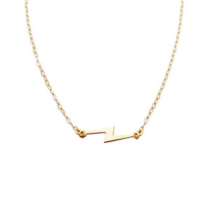 Sideways Lightning Bolt Necklace Gold Filled, Minimalist Dainty Gold Choker Necklace, Gift for Girls image 4