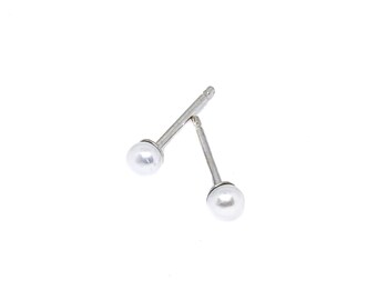 Genuine Freshwater Pearl Stud Earrings, 3mm Pearl Studs Sterling Silver, Genuine Dainty Pearl Earrings