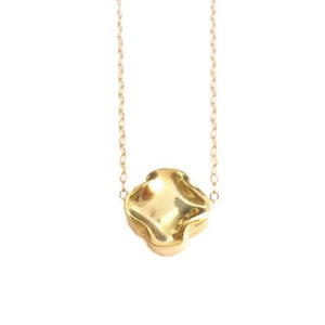 Gold Klee Kreuz Anhänger Halskette Gold Filled Kette, Glücksklee Quartrefoil Halskette
