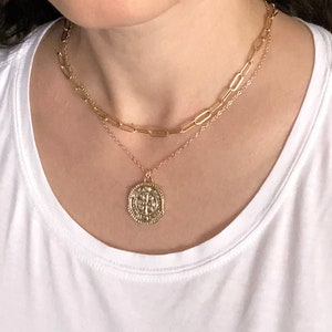 Medallion Cross Necklace Gold Filled, Gold Coin Necklace for Women image 6