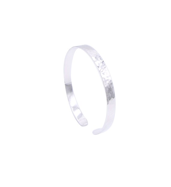 Sterling Silver Cuff Bracelet for Women, Smooth or Hammered
