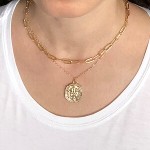 Medallion Cross Necklace Gold Filled, Gold Coin Necklace for Women image 3