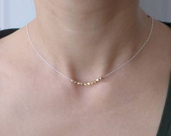 Mixed Metal Necklace, Gold Bead Necklace, Layering Dainty Beaded Everyday Necklace, Bridesmaid Gift Trending