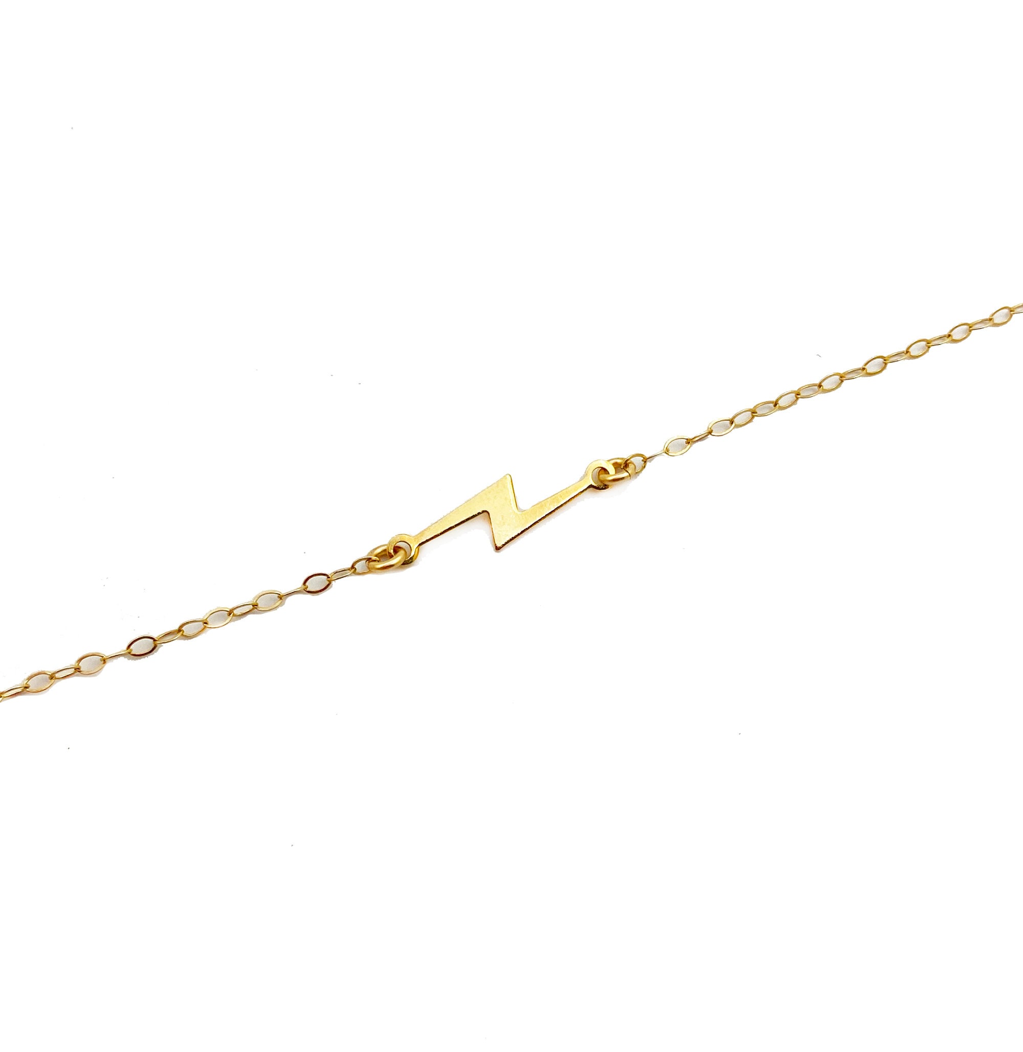 Sideways Lightning Bolt Necklace Gold Filled Minimalist Etsy UK