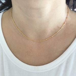 Gold Filled Satellite Necklace or Bracelet, Layering Dotted Chain Choker Necklace, Everyday Minimalist Bracelet for Bridesmaid image 4