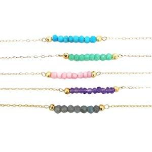 Rempli d'or de collier de perles de pierres précieuses, collier ras de cou en perles de pierre, cadeau ado pour fille, cadeau pour elle