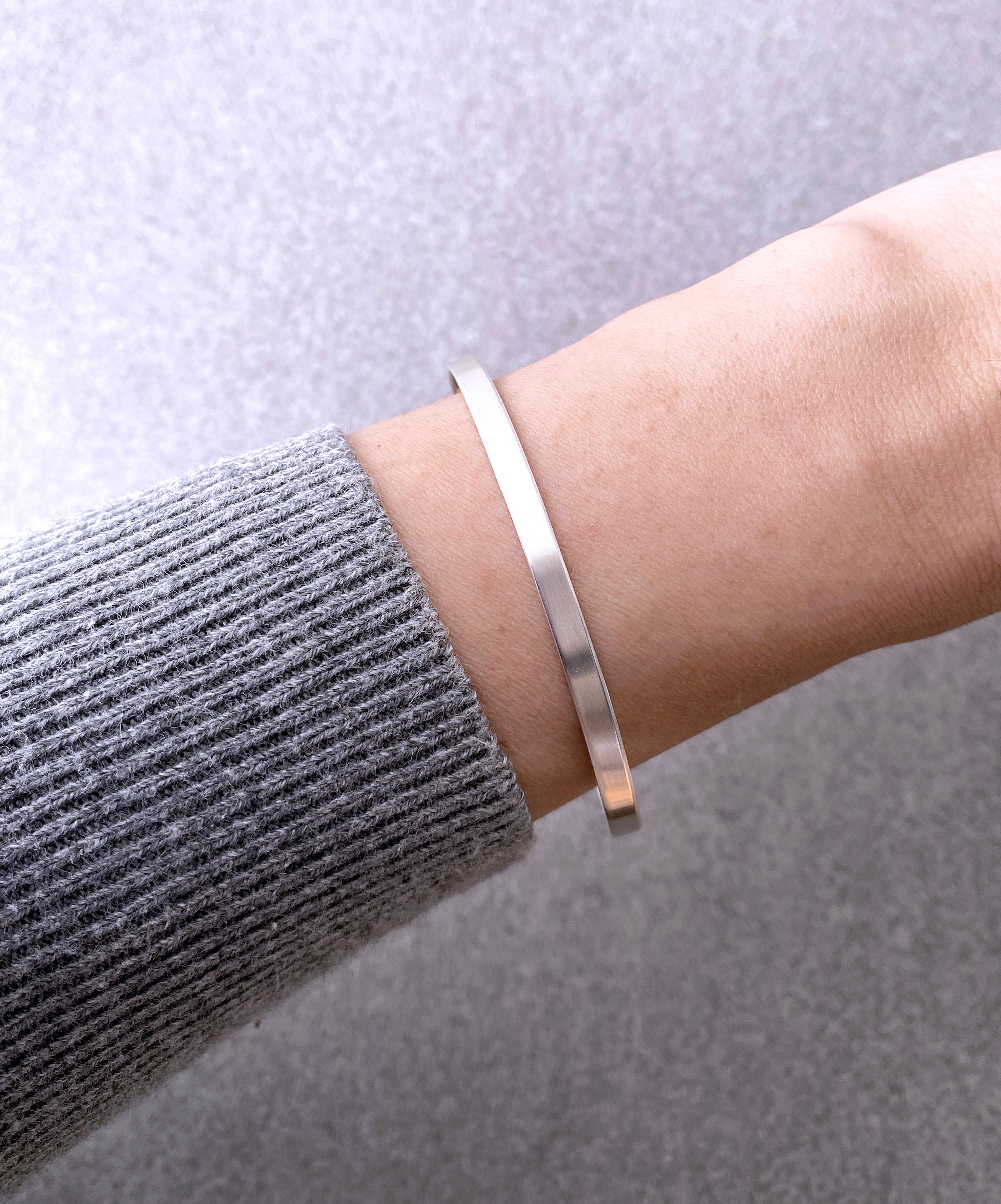 Sterling Silver Cuff Bracelet for Women, Smooth or Hammered