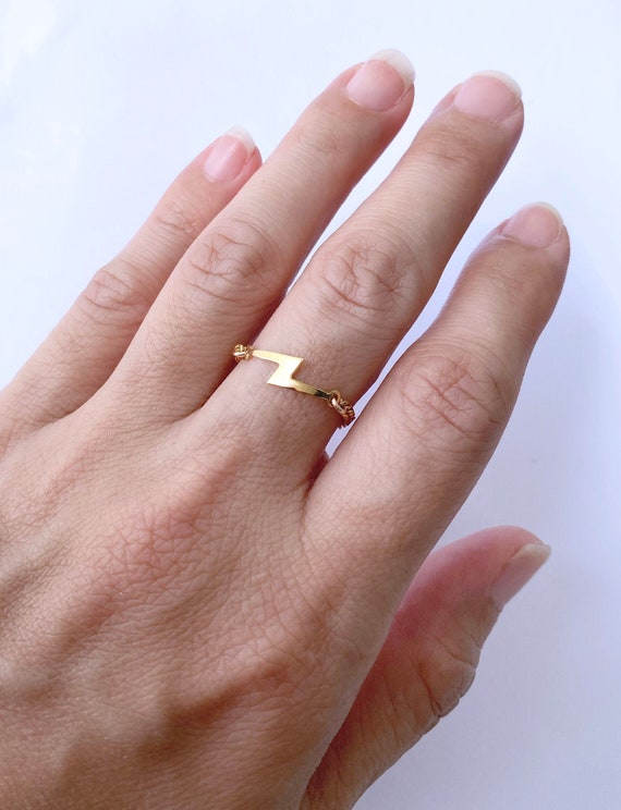 Gold Filled Lightning Bolt Ring for Women Minimalist Ring