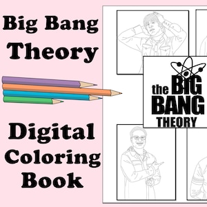 Big Bang Theory Digital Coloring Book // Instant Print PDF, Travel & Rainy Day Activity, Secret Santa Gift, Art Therapy, Coloring Pages