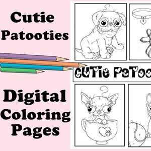 Mini Cutie Patooties Digital Coloring Book // Instant Print PDF, Travel & Indoor Activity, Kids Coloring, Art Therapy, Coloring Pages