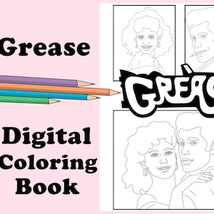 Grease Movie Coloring Book: Adult Art Therapy (Printable PDF)