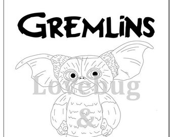 GREMLINS Coloring Book W Greta Spike Gizmo Instant Printable Digital File Travel Activity Rainy Day Art Therapy Party Fun