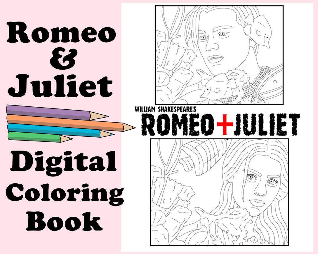 Romeo and Juliet Digital Coloring Book // Instant Print PDF Etsy