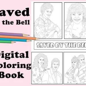 Saved by the Bell Coloring Book // Instant Print Digital File, Travel Activity, Rainy Day Activity, Art Therapy, Coloring Page, 90s Party