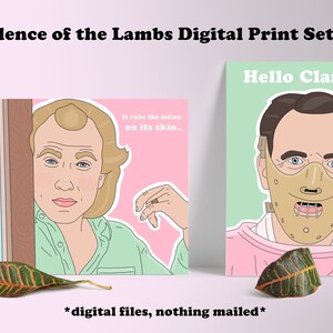 Silence of the Lambs Digital Print Set // Printable Wall Art, Poster, Download, Home Decor, Hannibal Lecter, Buffalo Bill, Halloween, Killer