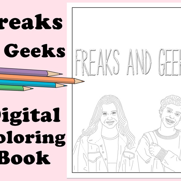 Freaks and Geeks Digital Coloring Book // Instant Print PDF, Travel Activity, Rainy Day, Art Therapy, Coloring Pages, Party Activity