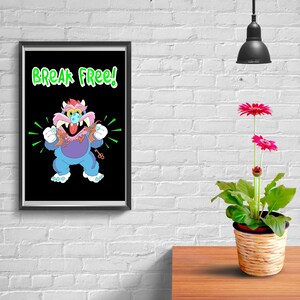 My Pet Monster // Printable Wall Art, Poster, Digital Download, Home Decor, Break Free, Chains, 90s Cartoon, 90s Toy, 90s Kids, 90s Art