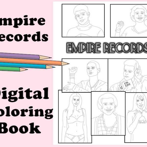 Empire Records Digital Coloring Book // Coloring Pages, Adult Coloring, 90s Nostalgia, Indoor Activity, Gift, Stocking Stuffer, Damn the Man