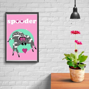 Jumping Spider Digital Print // Printable Wall Art, Poster, Digital Download, Home Decor, Spooder, Cute Spider, Salticidae, Hearts