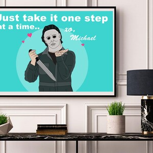 Michael Myers Digital Print // Printable Wall Art Poster Gift, Digital Download, Halloween, Slasher, Horror Movie, Dark Humor, Blow Kiss
