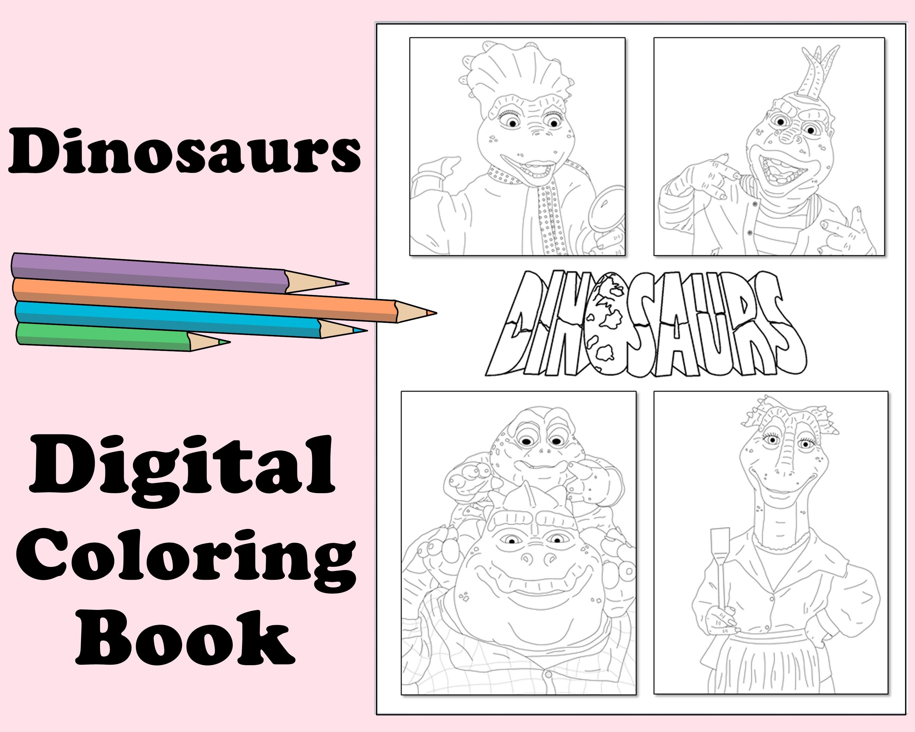 Dinosaurs Digital Coloring Book // Instant Print PDF File - Etsy
