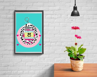 90s Tamagotchi Art Print: Retro Digital Pet Poster (Digital Download)