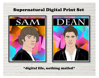 Supernatural Sam & Dean Winchester Art Prints: Colorful Wall Decor (Digital Download)