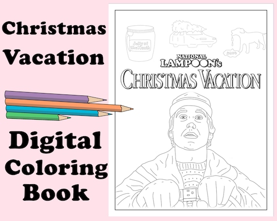 national lampoon's christmas vacation adult coloring book // instant print  download digital file christmas activity coloring pages