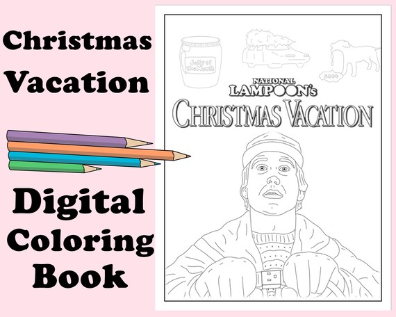 national lampoon's christmas vacation adult coloring book // instant print  download digital file christmas activity coloring pages