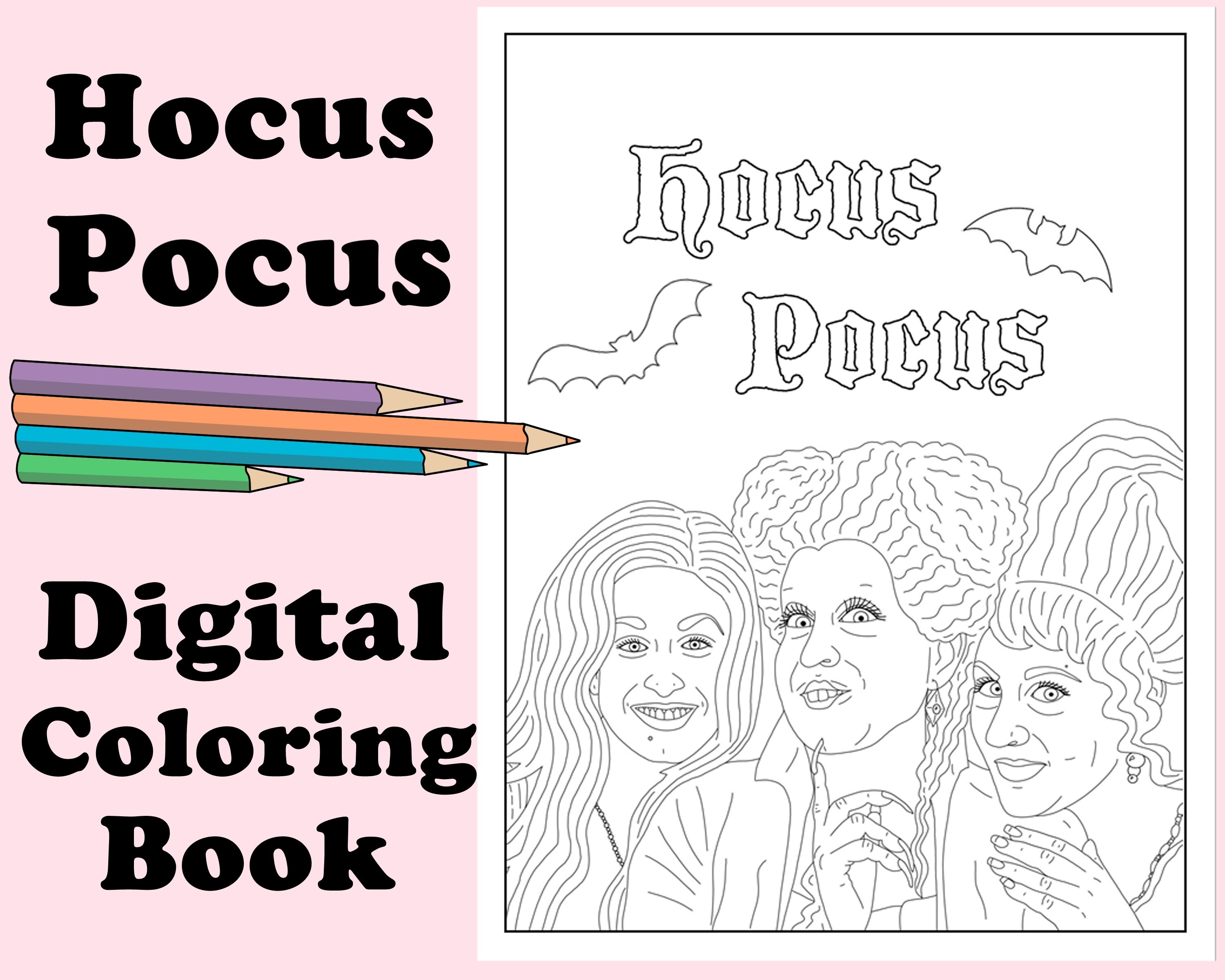Hocus Pocus Digital Coloring Book Instant Printable PDF Etsy Canada