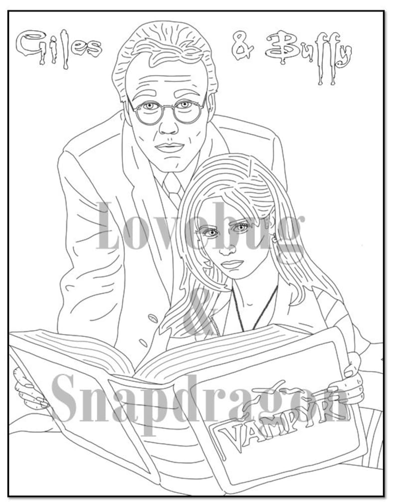 Buffy the Vampire Slayer Coloring Book // Instant Print Digital File, Travel Activity, Rainy Day Activity, Art Therapy, Coloring Pages image 2