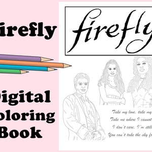Firefly & Serenity Digital Coloring Book // Instant Print PDF, Travel Activity, Rainy Day, Art Therapy, Coloring Page, Nathan Fillion, River image 1